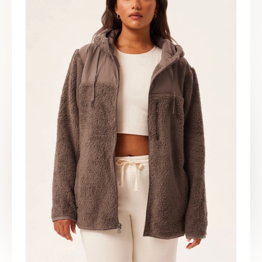 Girlfriend Collective brown fuzzy Jacket
